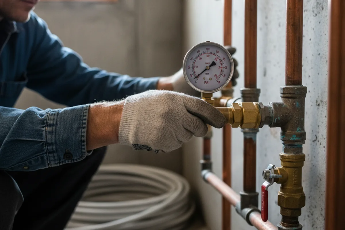 Pressure testing a repaired line during Water Line Repair in Rogers